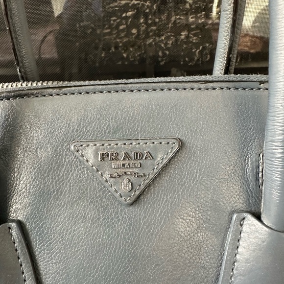 Authentic Prada Glacé Calf Twin Pocket Tote Bag, Dark Blue (Marine) - Repainted - Picture 6 of 15